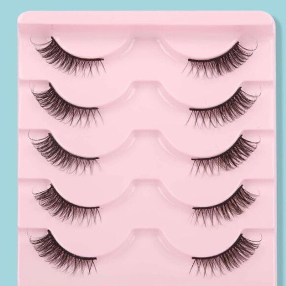 New! 5pairs/Set Cat Eye Black Line Russian Volume Natural Cross Fake Eyelashes - Picture 1 of 1